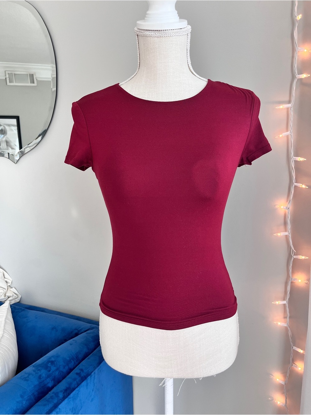harper & ivy maroon baby tee size xs